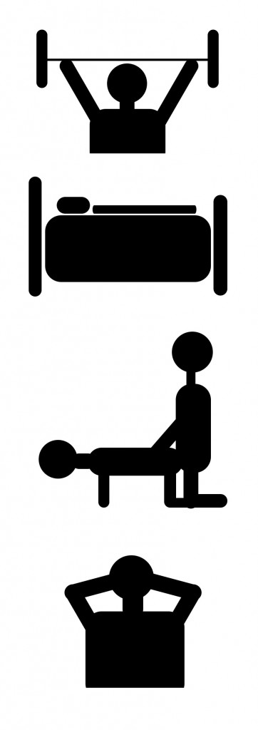exercise, sleep, sex, stress silhouettes