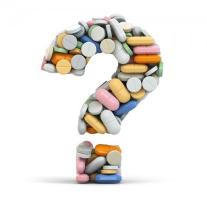question mark made of pills